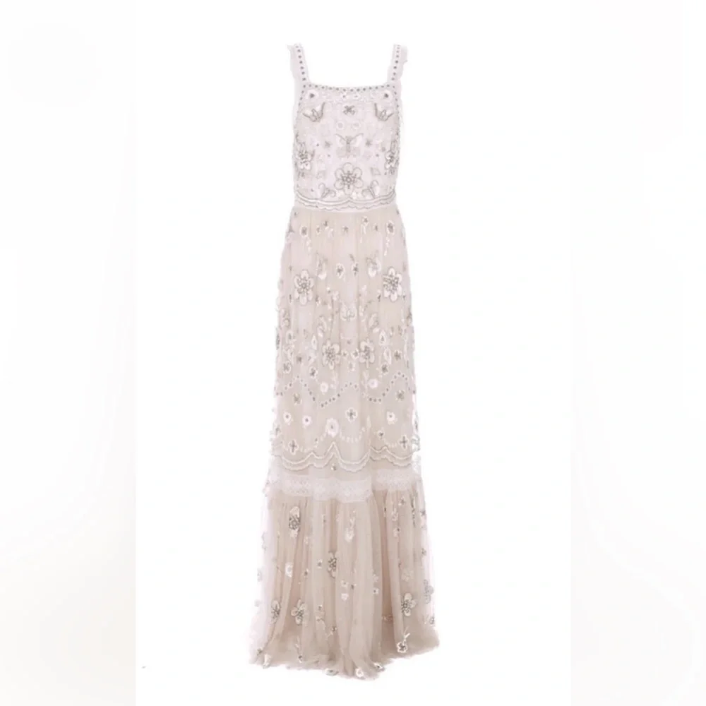 NWT Needle and Thread Pink Petal cluster bib gown xs 🦋 - Picture 5 of 16